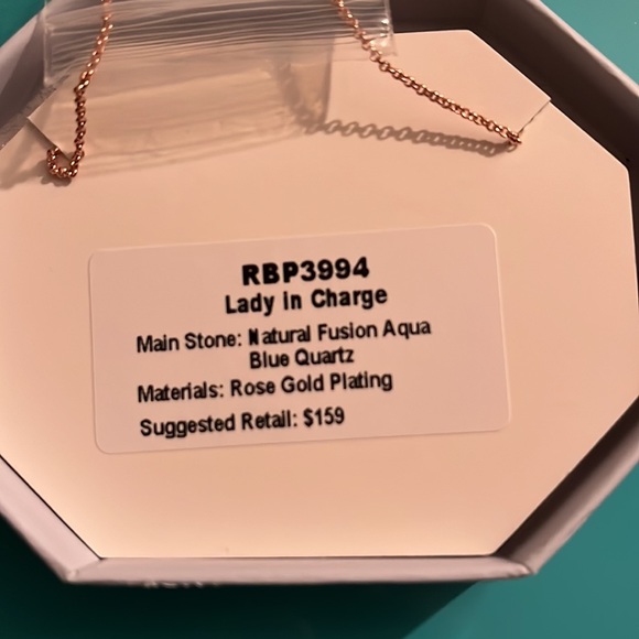 Natural Fusion Aqua Blue Quartz Rose Gold Plating - Picture 2 of 2